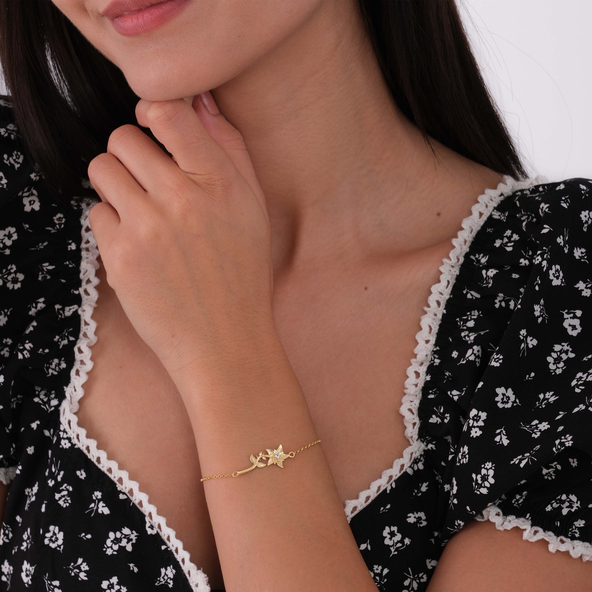 March Birth Flower Bracelet | 18K Gold Vermeil