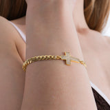 Pavé Cross Cuban Link Bracelet