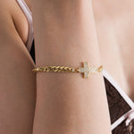 Pavé Cross Cuban Link Bracelet