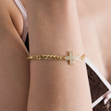Pavé Cross Cuban Link Bracelet