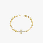 Pavé Cross Cuban Link Bracelet