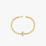 Pavé Cross Cuban Link Bracelet