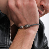 Wolf Head Bracelet with Ornate Clasp | 925 Sterling Silver