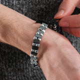 Hematite & White Howlite Men's Bracelet | Natural Stone