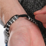 Hematite & White Howlite Men's Bracelet | Natural Stone