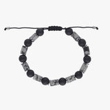 Grey Map Jasper & Matte Onyx Men's Bracelet | Natural Stone