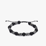 Grey Map Jasper & Matte Onyx Men's Bracelet | Natural Stone