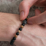 Natural Jasper Stone Men's Bracelet | Tiger's Eye & Onyx