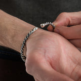 Twisted Rope Cuff Bracelet For Men | 925 Sterling Silver