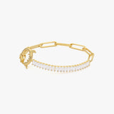 Paperclip Chain Tennis Bracelet | 18K Gold Vermeil