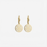 Greek Key Leverback Earrings | 14K Solid Gold