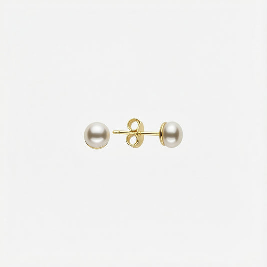 Pearl Stud Earrings | 14K Solid Gold