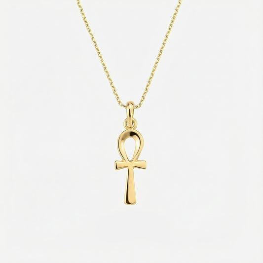 Ankh Cross Necklace | 14K Solid Gold