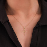 Floral Cross Necklace | 14K Solid Gold