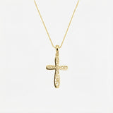 Floral Cross Necklace | 14K Solid Gold