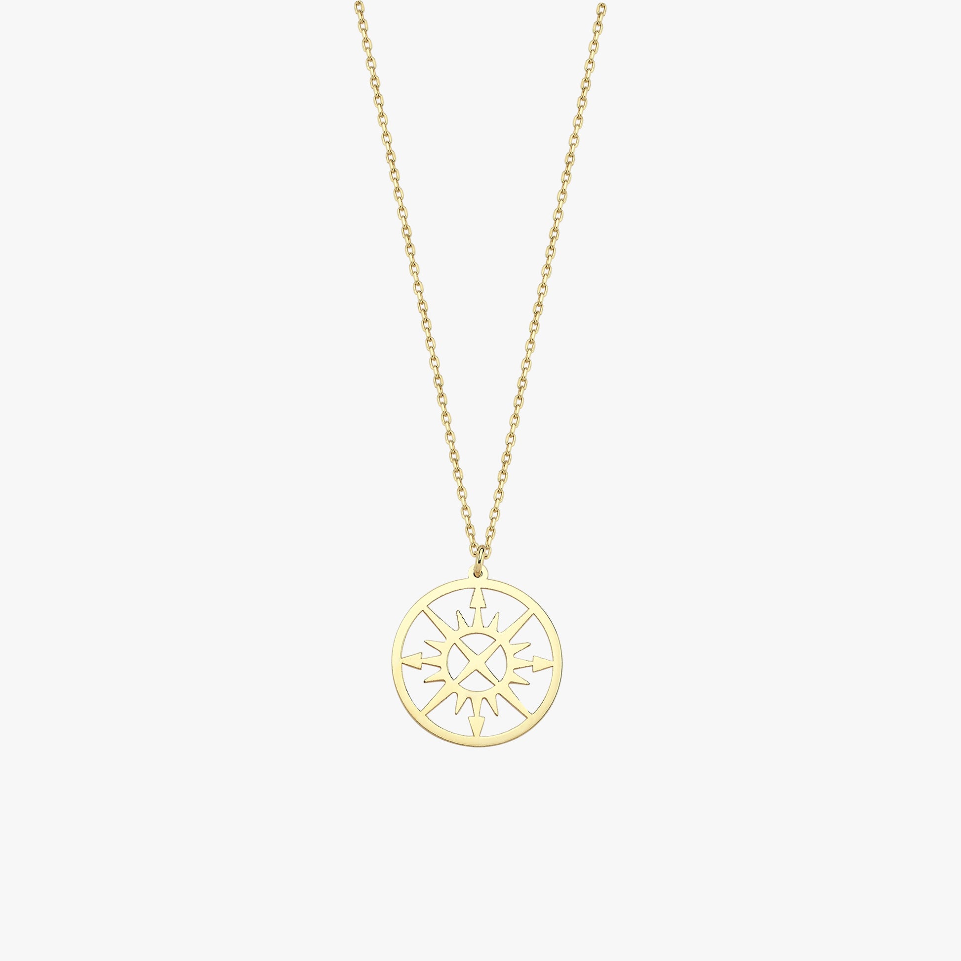 Compass Necklace | 14K Solid Gold
