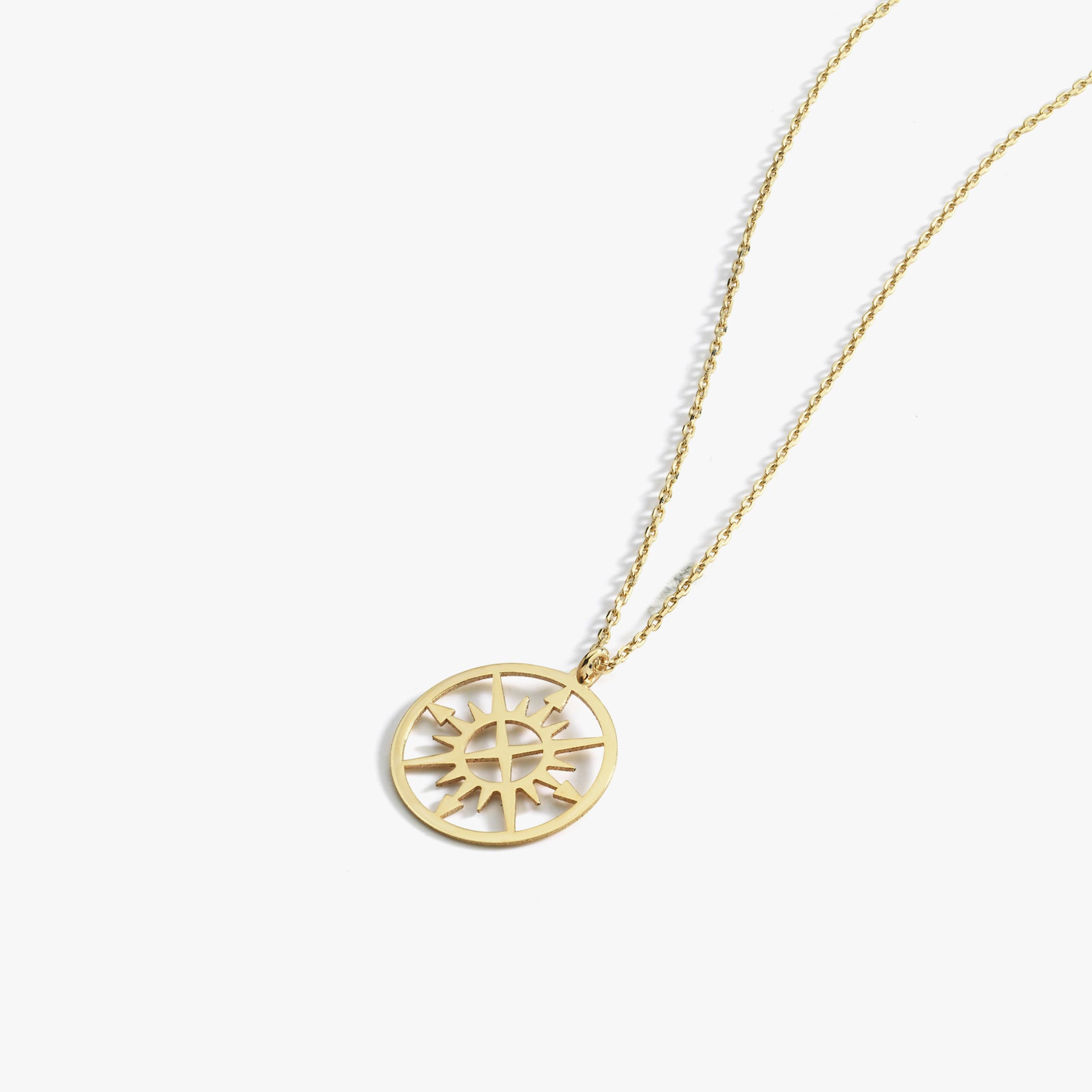 Compass Necklace | 14K Solid Gold