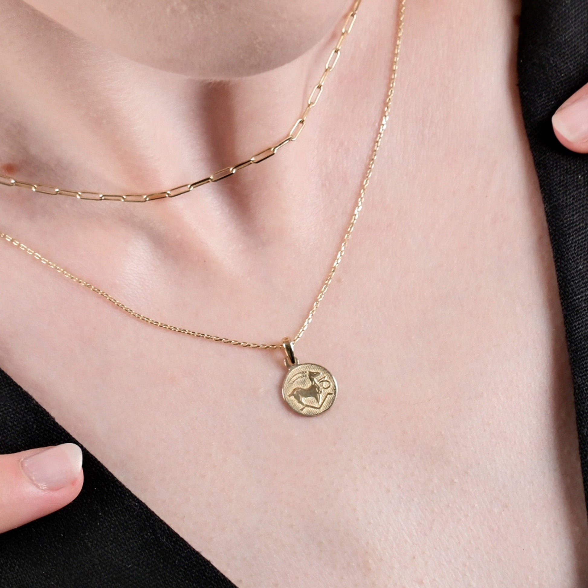 Capricorn Zodiac Necklace | 14K Solid Gold