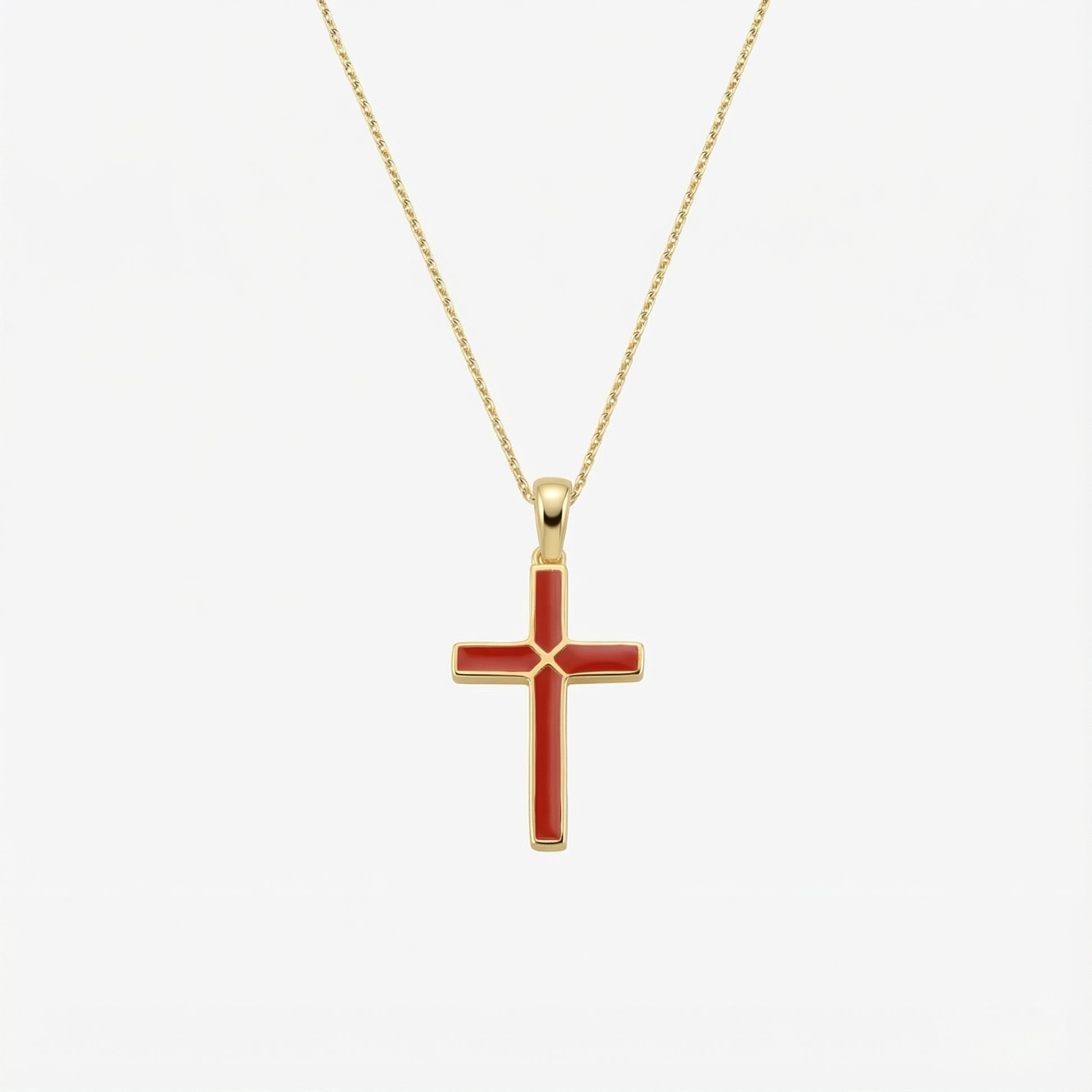 Red Cross Necklace | 14K Gold Vermeil