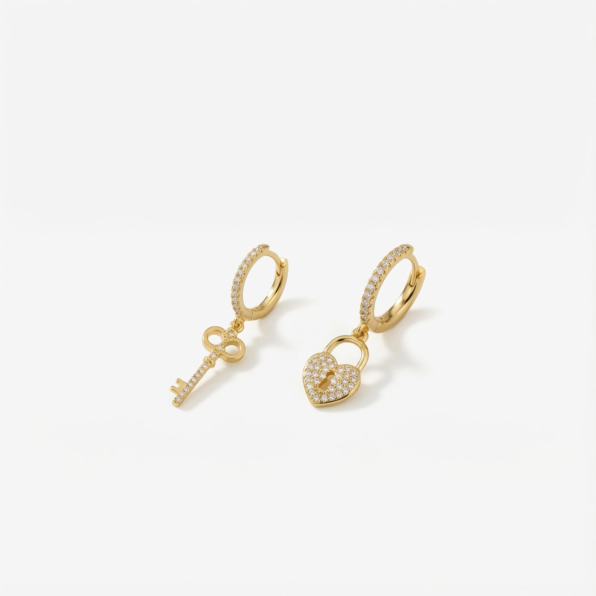 Padlock and Heart Love Earrings | 14K Gold Vermeil