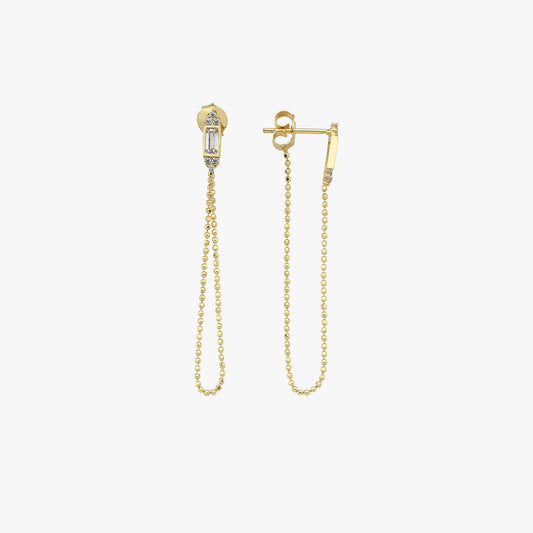 Chain Stud Earrings | 14K Solid Gold