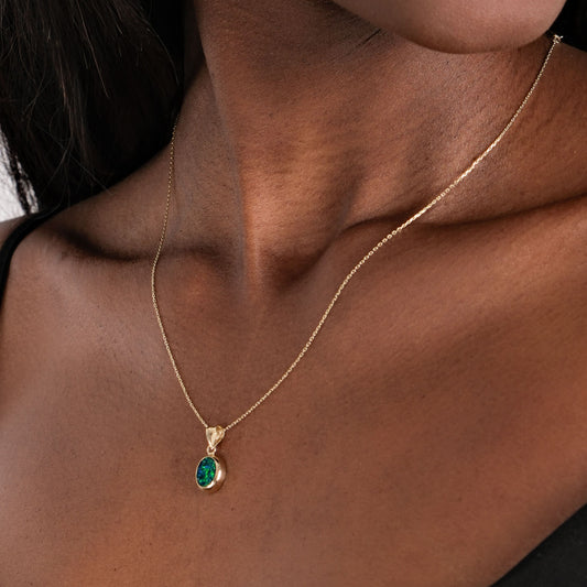 Green Opal Necklace | 14K Solid Gold