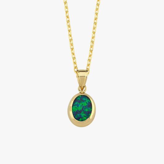 Green Opal Necklace | 14K Solid Gold