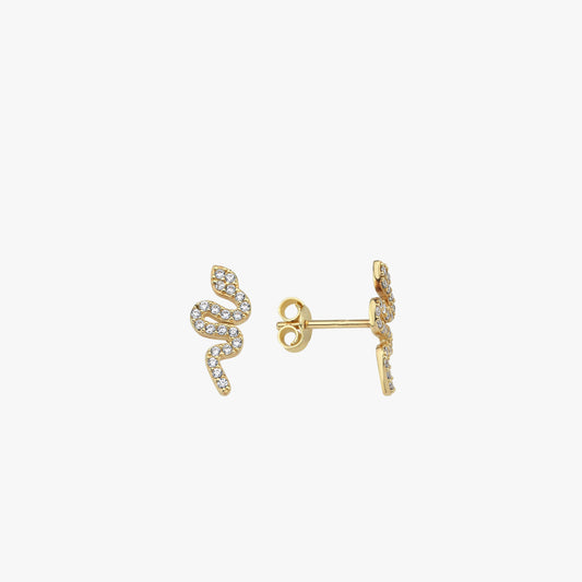 Snake Stud Earrings | 14K Solid Gold