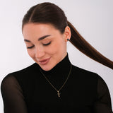 Curved Cross Necklace | 14K Solid Gold