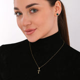 Curved Cross Necklace | 14K Solid Gold