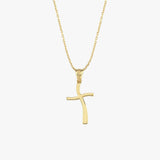 Curved Cross Necklace | 14K Solid Gold
