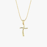 Curved Cross Necklace | 14K Solid Gold
