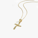 Curved Cross Necklace | 14K Solid Gold