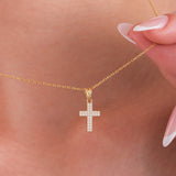 Dainty Small Cross Necklace | 14K Solid Gold