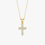 Dainty Small Cross Necklace | 14K Solid Gold