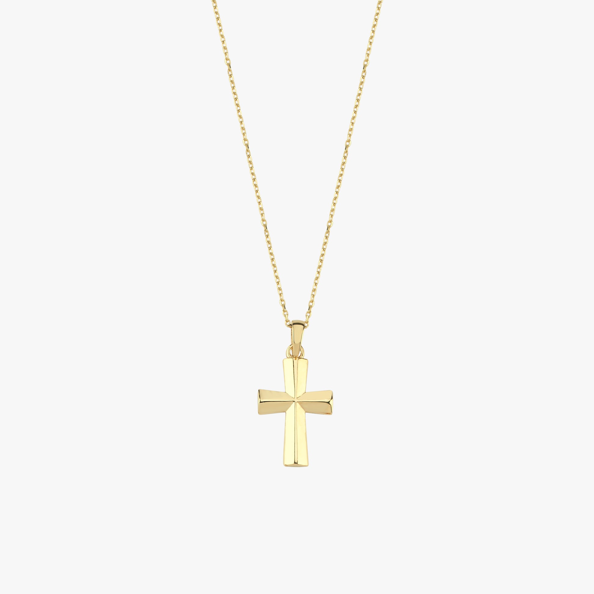 Geometric Cross Necklace | 14K Solid Gold