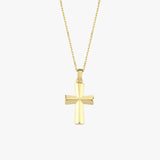 Geometric Cross Necklace | 14K Solid Gold