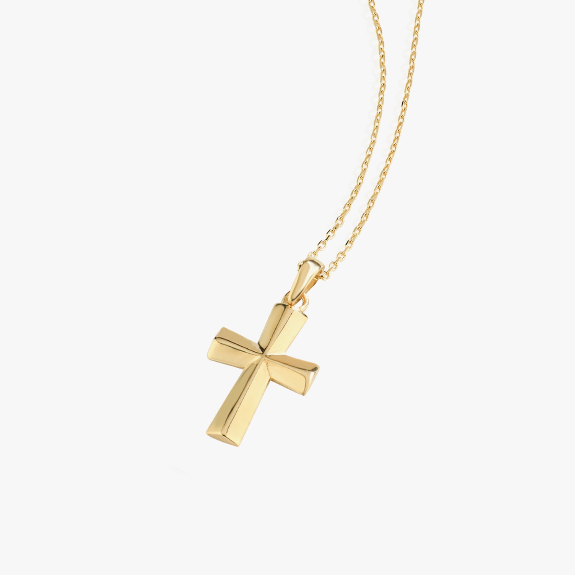 Geometric Cross Necklace | 14K Solid Gold