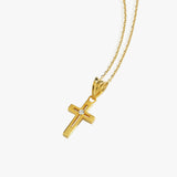 Mini Cross Necklace | 14K Solid Gold
