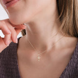 Mini Cross Necklace | 14K Solid Gold