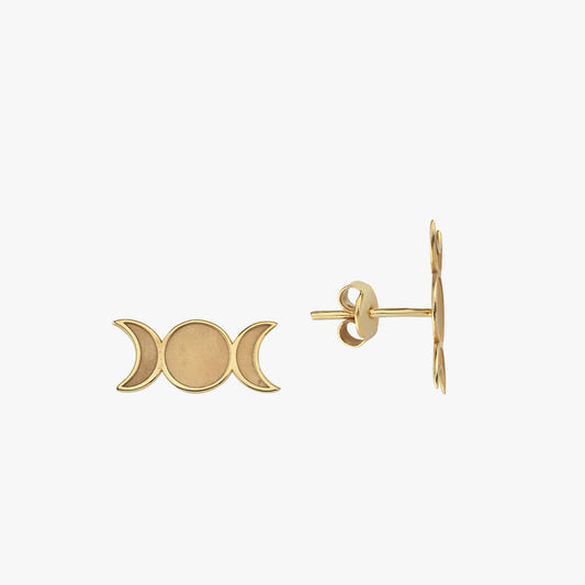 Triple Moon Earrings | 14K Solid Gold