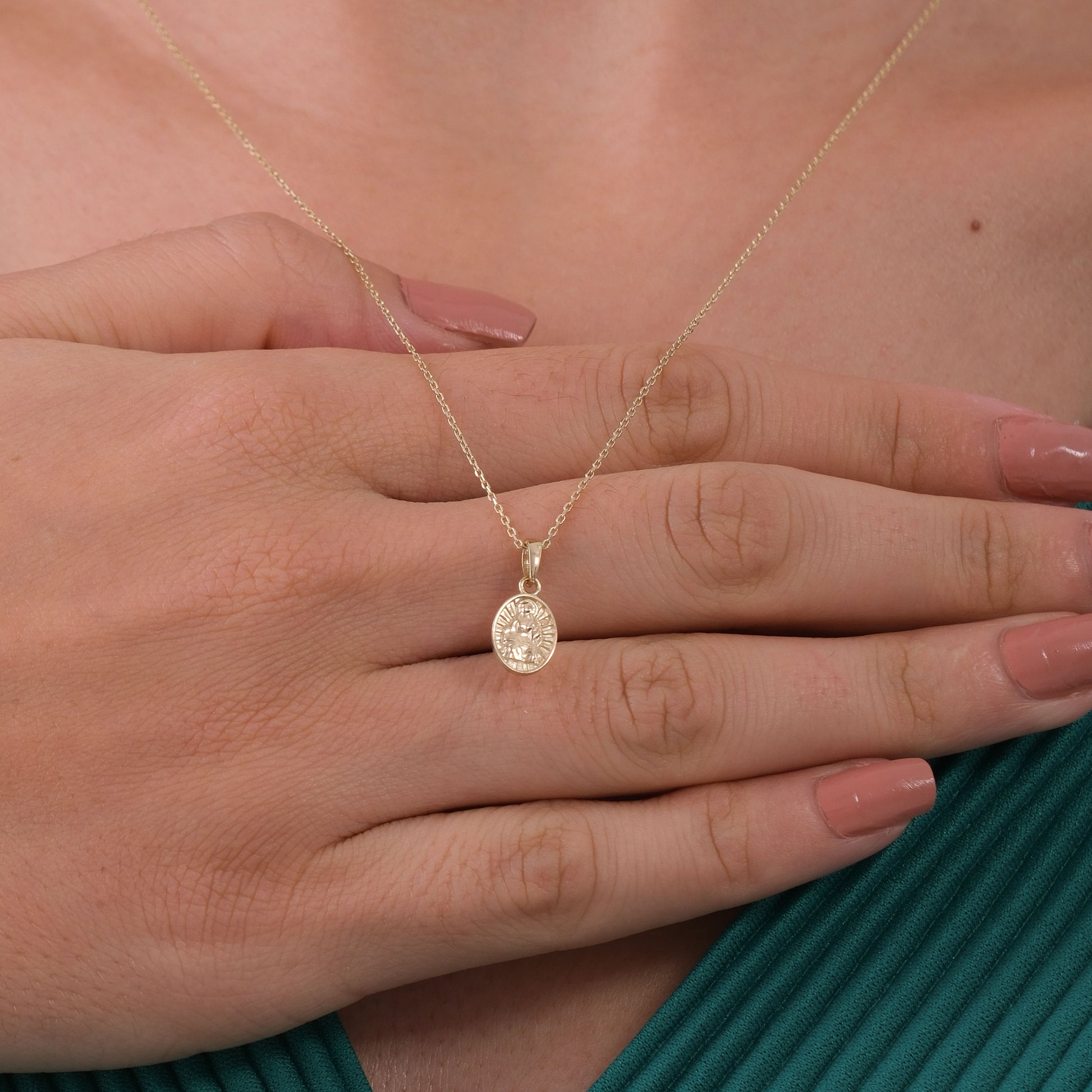 St. Maria Goretti Catholic Medal Necklace | 14K Solid Gold