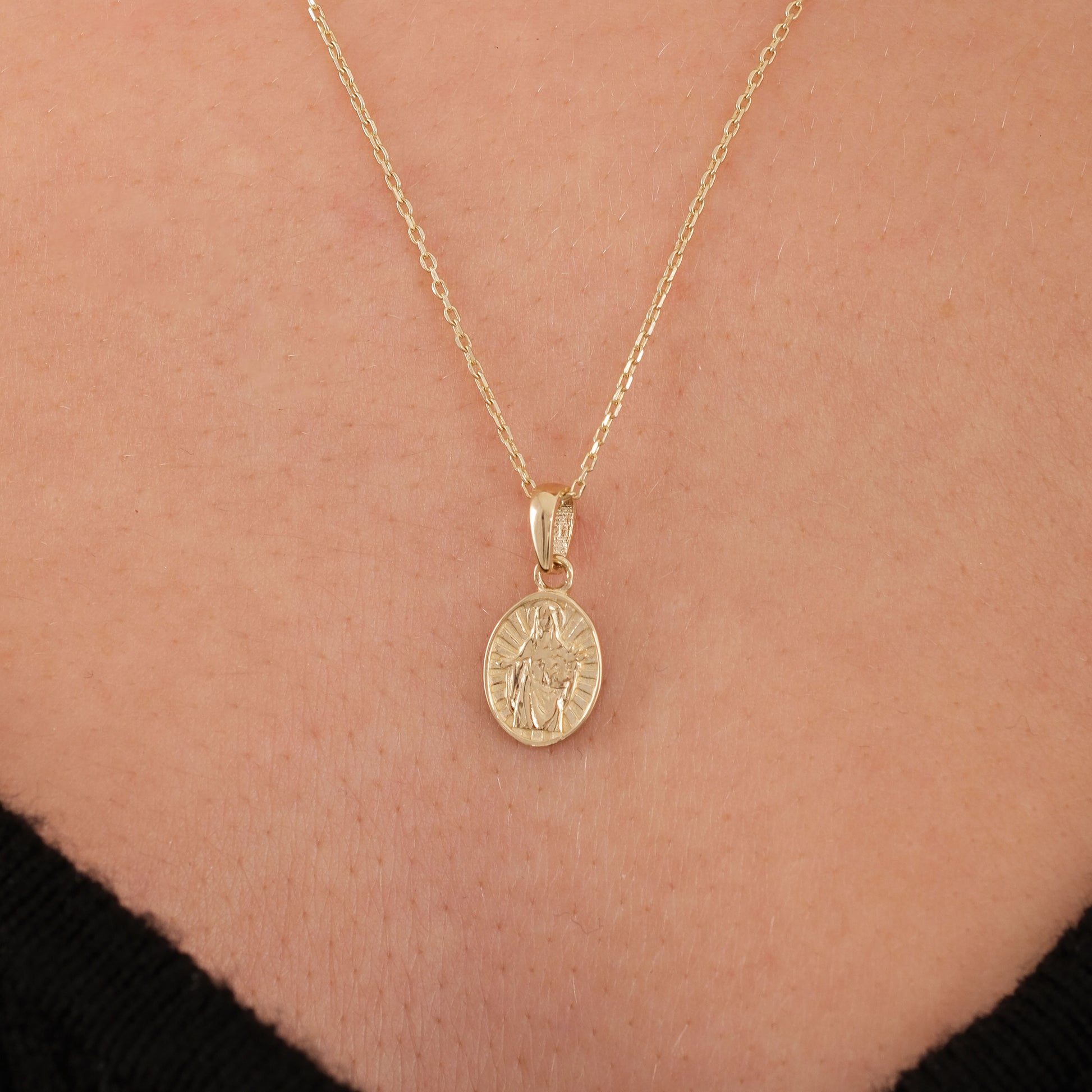 St. Clare Catholic Medal Necklace | 14K Solid Gold