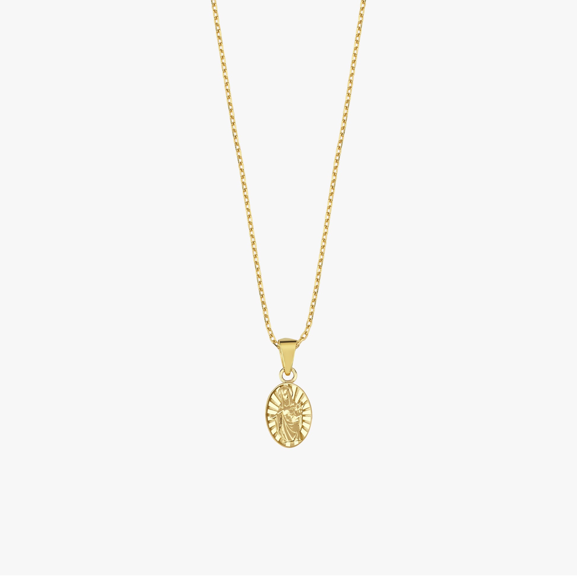 St. Clare Catholic Medal Necklace | 14K Solid Gold