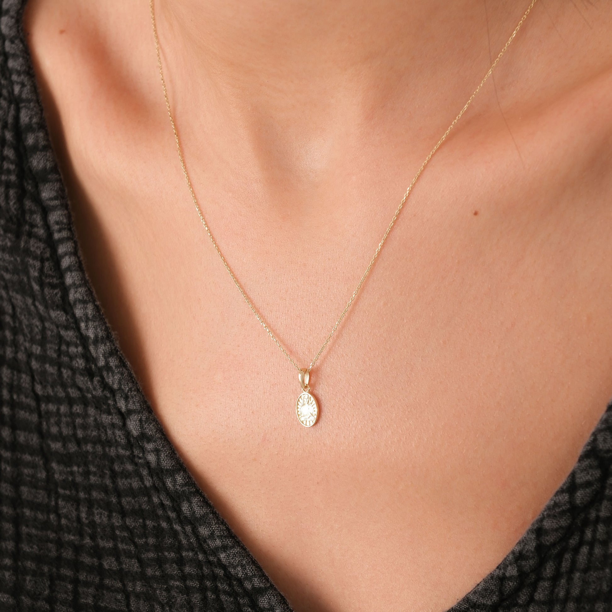 St. Cecilia Catholic Medal Necklace | 14K Solid Gold