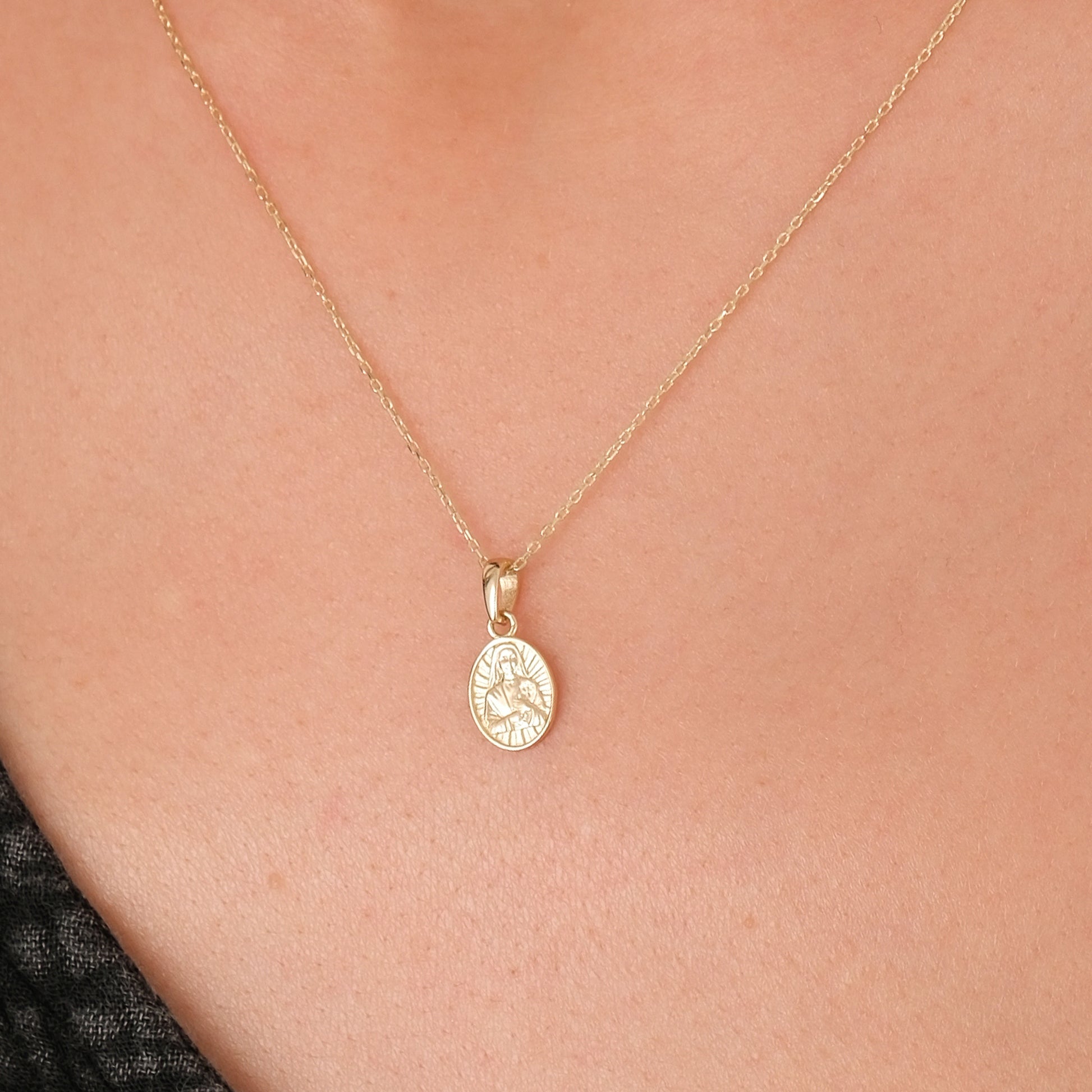 St. Cecilia Catholic Medal Necklace | 14K Solid Gold