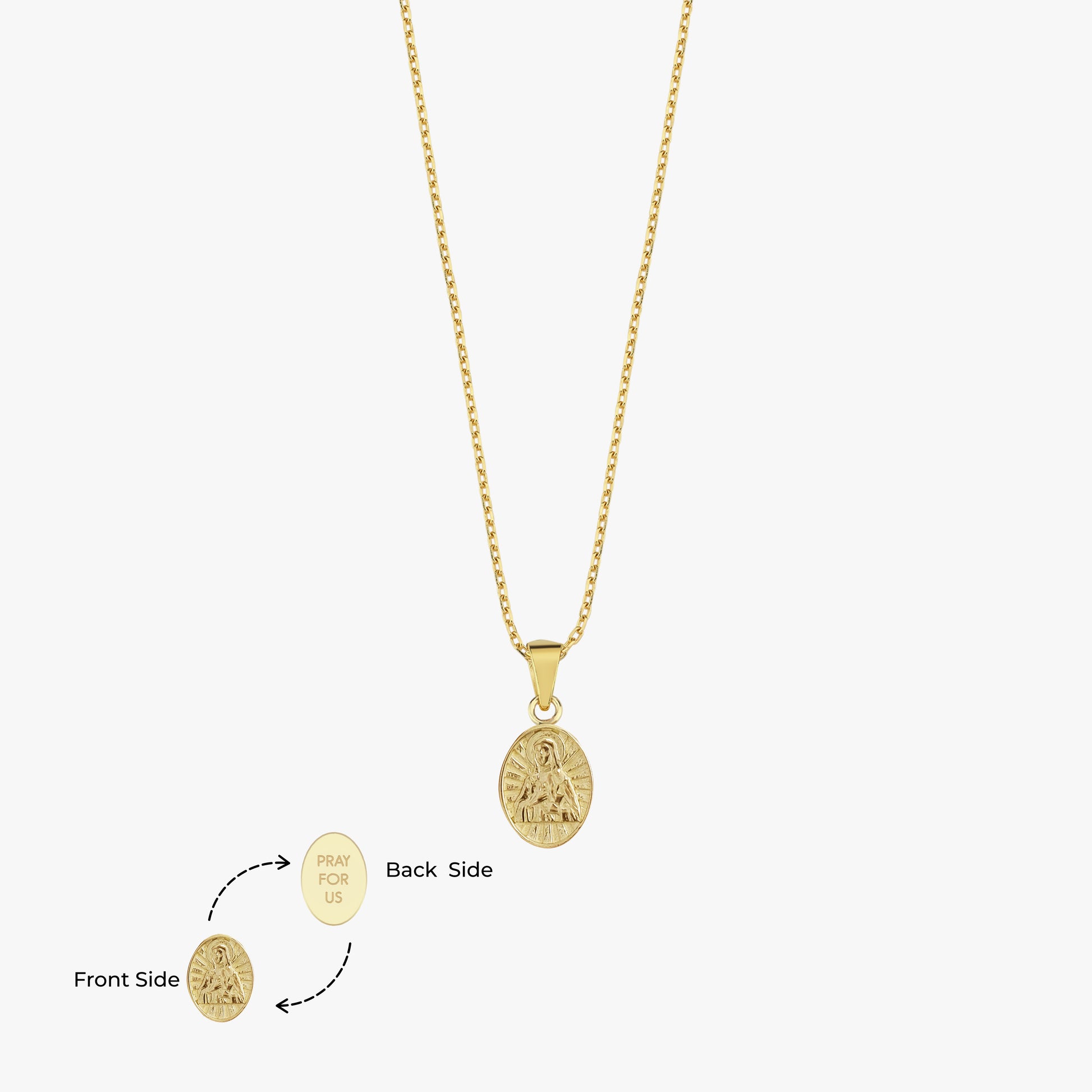 St. Bridget Catholic Medal Necklace | 14K Solid Gold