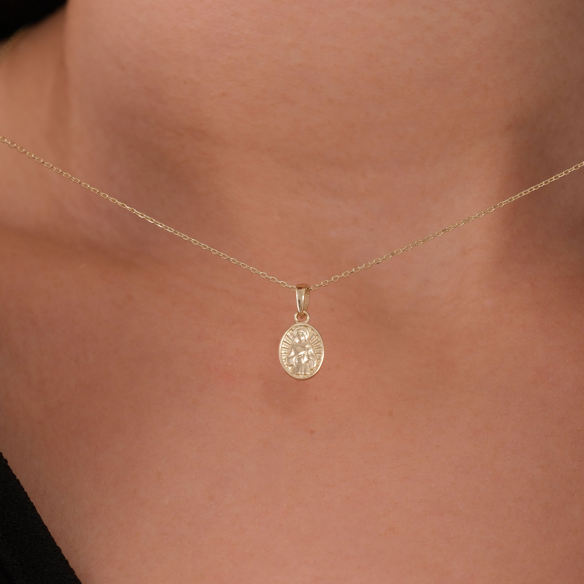 St. Therese Catholic Medal Necklace | 14K Solid Gold