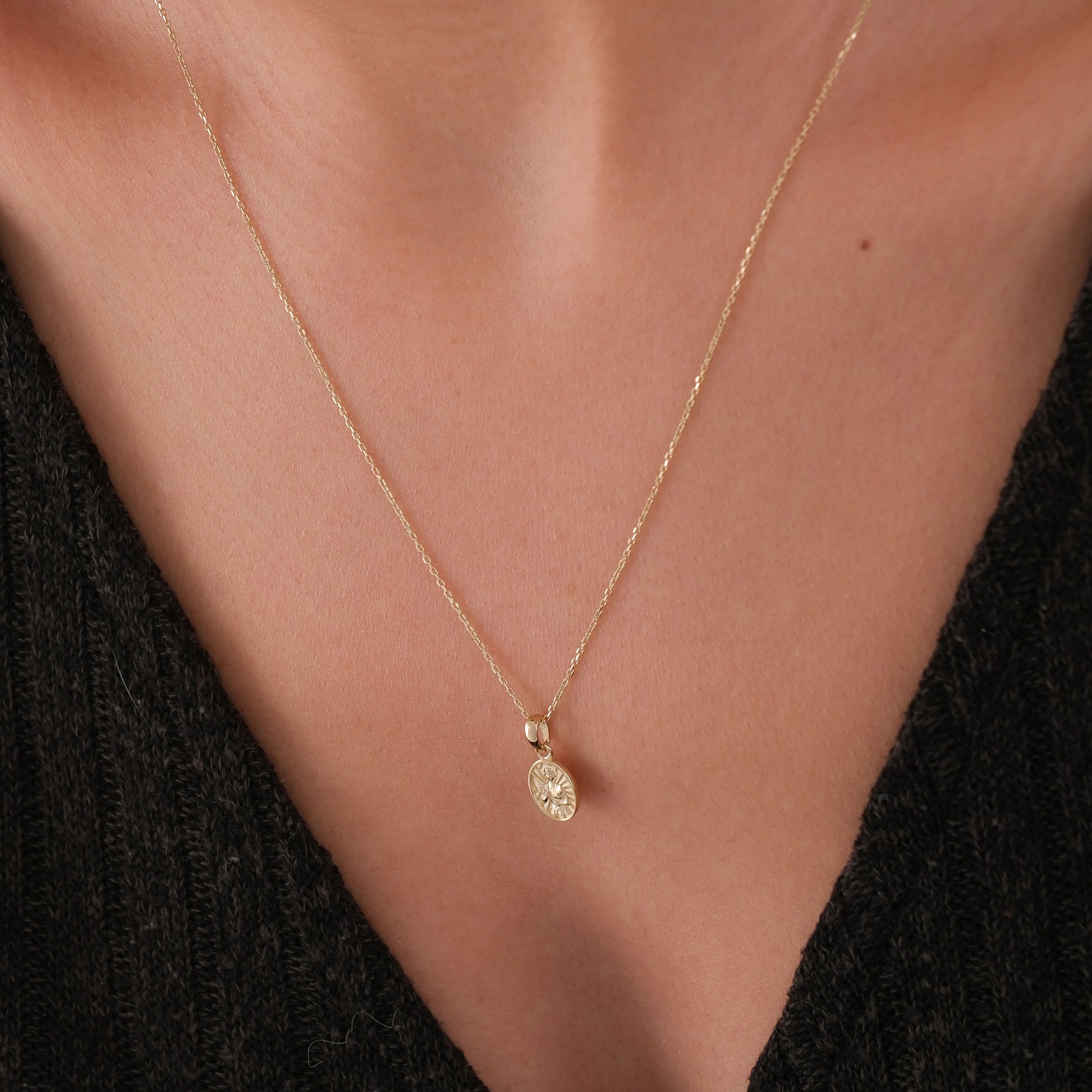 St. Therese Catholic Medal Necklace | 14K Solid Gold
