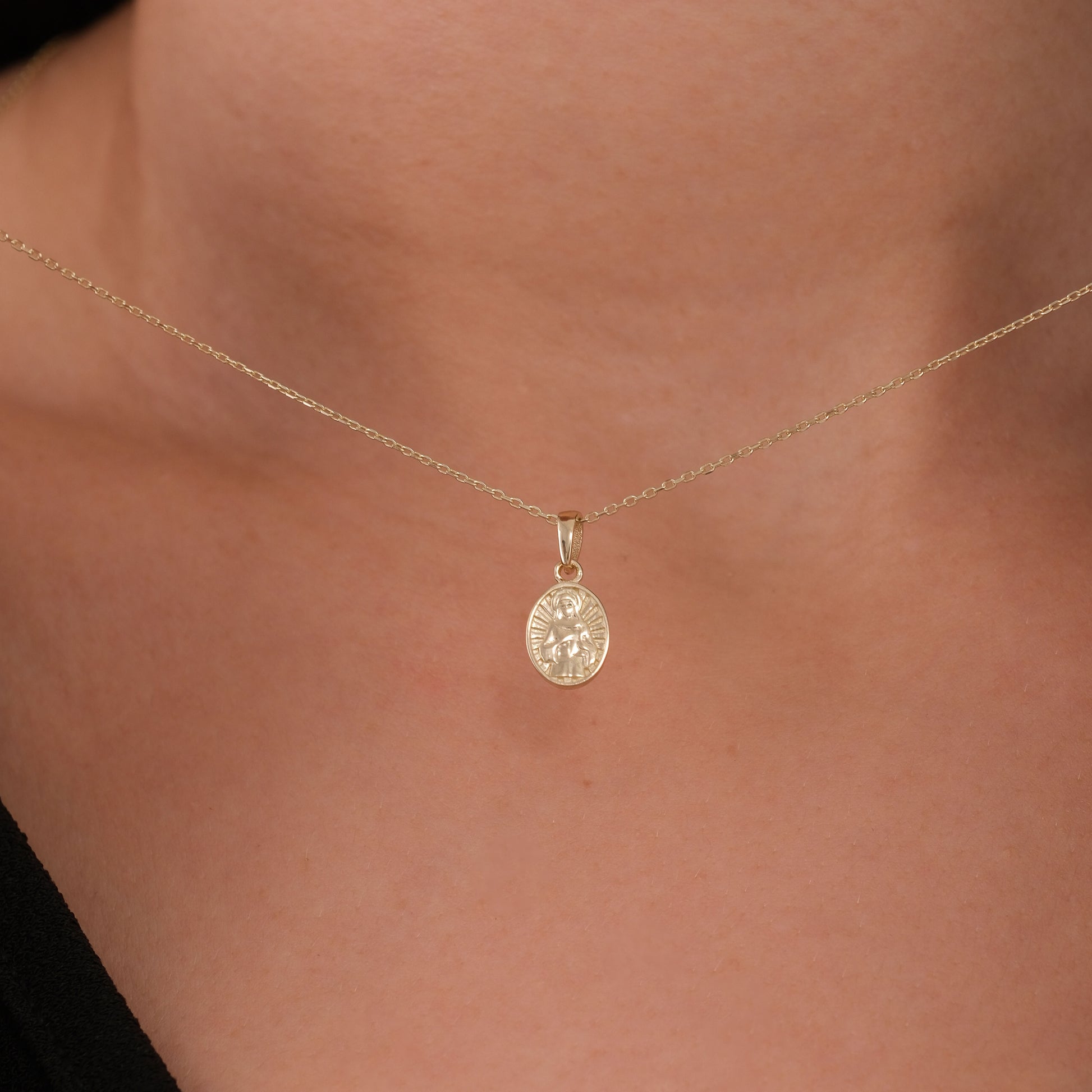 St. Catherine Catholic Medal Necklace | 14K Solid Gold